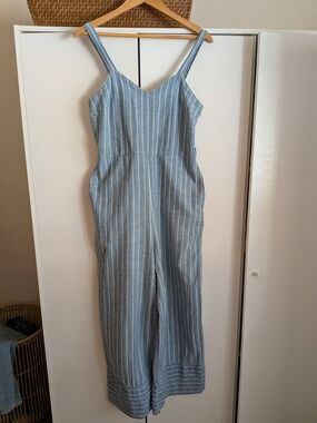 Universal Thread Light Blue & White Striped Wide-Leg Jumpsuit